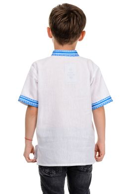 Рубашка летняя "Вышиванка" для мальчика (голубой жаккард)