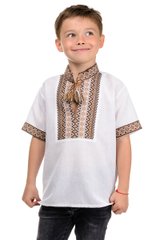 Літня рубашка "Вишиванка" для хлопчиків (бежевий жаккард)