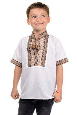 Летняя рубашка "Вышиванка" для мальчика (бежевый жаккард)