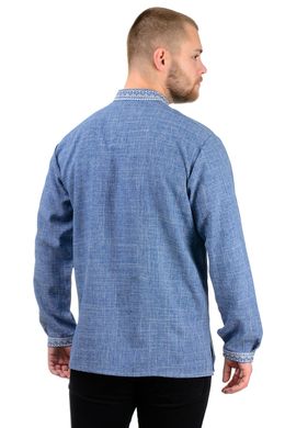 Мужская сорочка-вышиванка Орнамент (джинсовый)