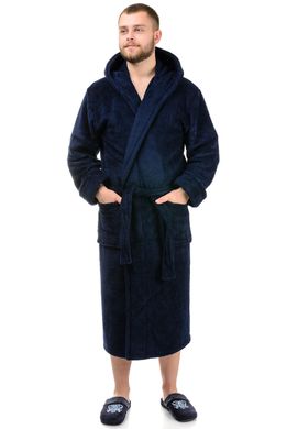 Мужской халат с именной вышивкой (темно-синий)