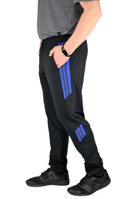 Спортивные штаны мужские NEW SPORT (черный+лампас электрик)